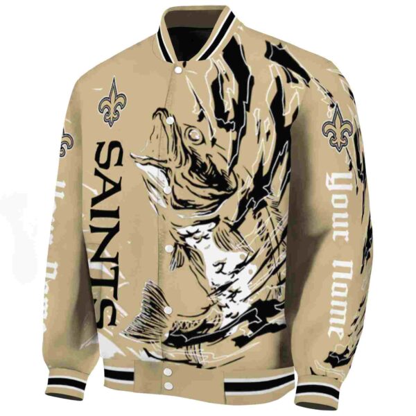 customized new orleans saints fishing passion gold white jacket best selling