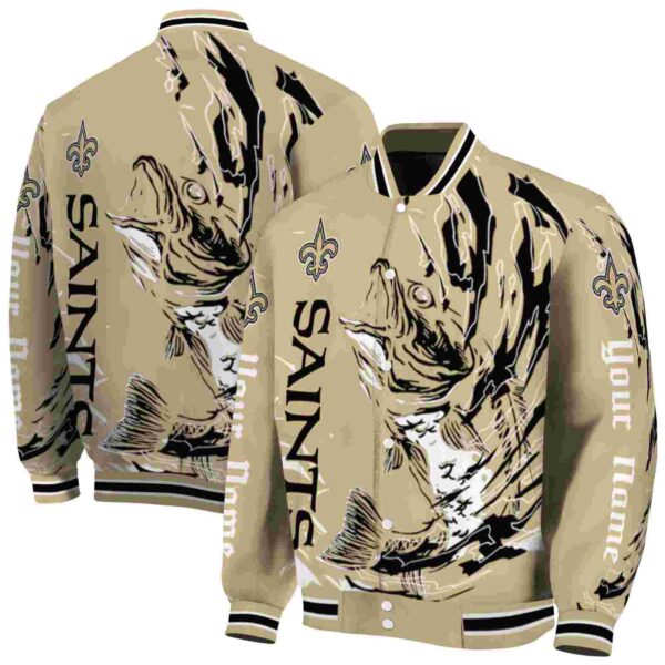 customized new orleans saints fishing passion gold white jacket fashion forward