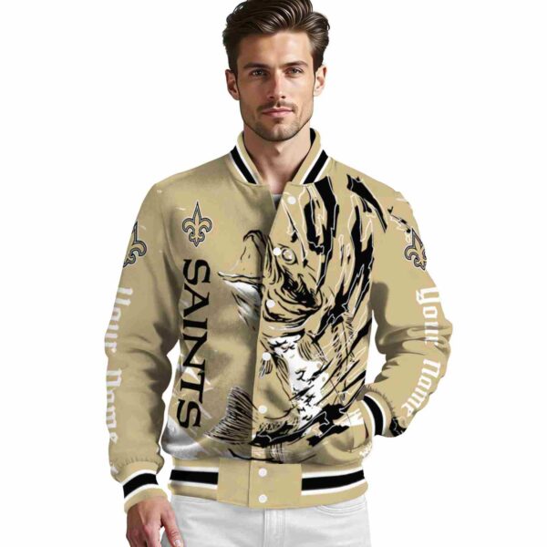 customized new orleans saints fishing passion gold white jacket high quality