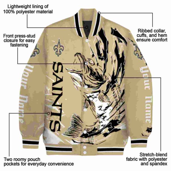 customized new orleans saints fishing passion gold white jacket new arrival