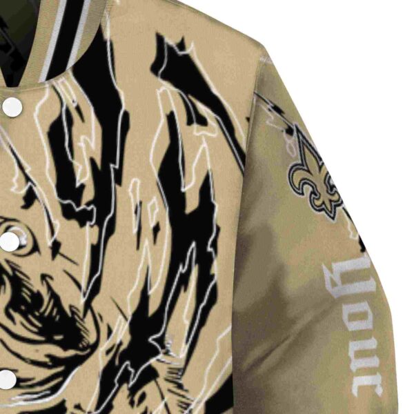 customized new orleans saints fishing passion gold white jacket premium grade