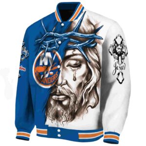 customized new york islanders jesus tears blue white jacket best selling