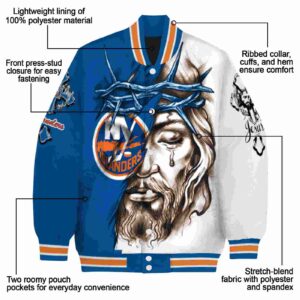 customized new york islanders jesus tears blue white jacket new arrival