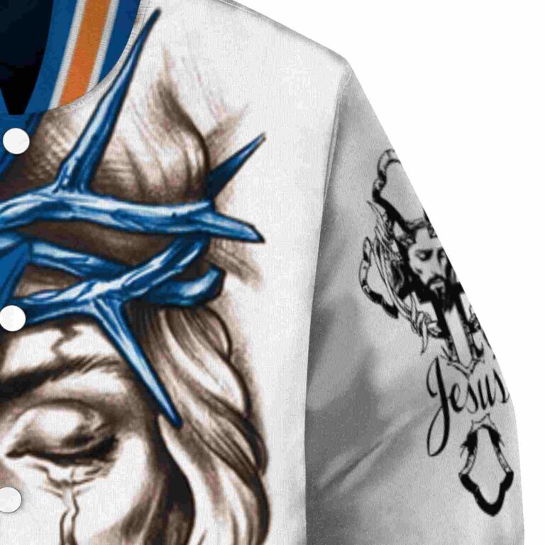 customized new york islanders jesus tears blue white jacket premium grade