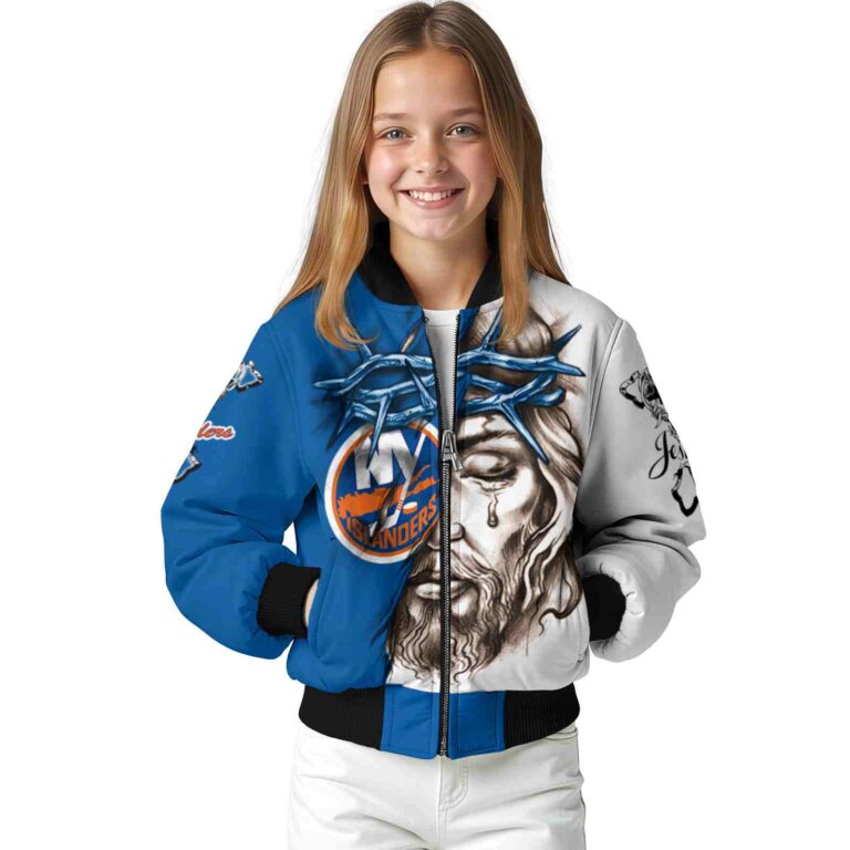 customized new york islanders jesus tears blue white jacket top rated