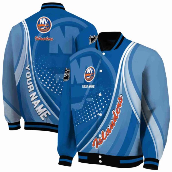 customized new york islanders wave patterns blue jacket fashion forward