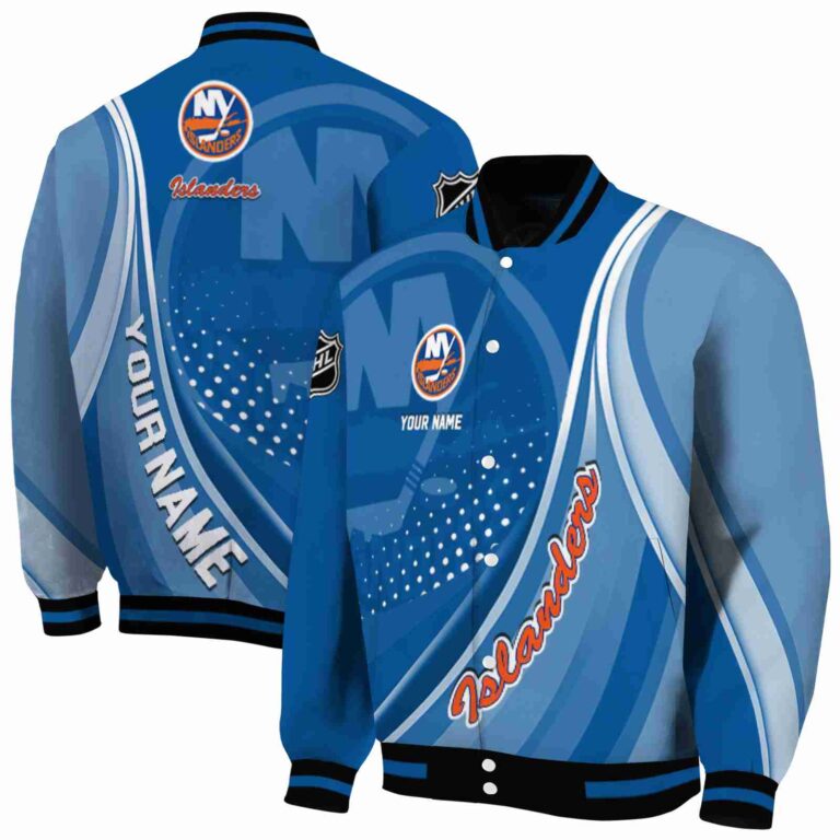 customized new york islanders wave patterns blue jacket fashion forward