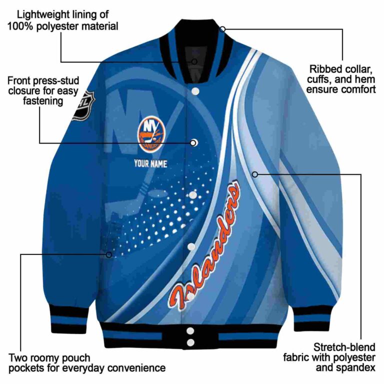 customized new york islanders wave patterns blue jacket new arrival
