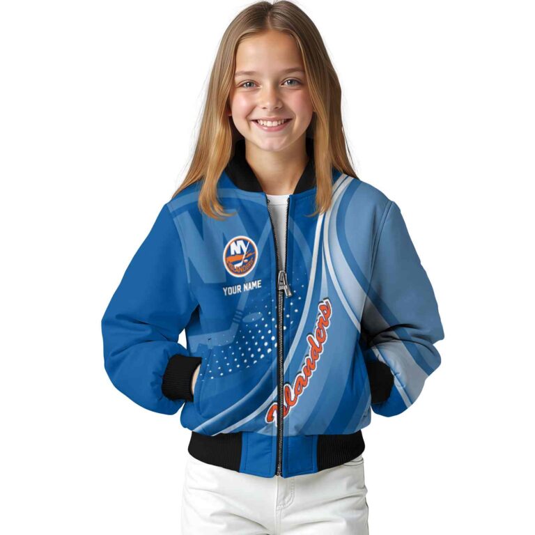 customized new york islanders wave patterns blue jacket top rated