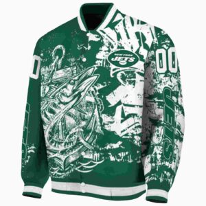 customized new york jets fishing art green jacket best selling
