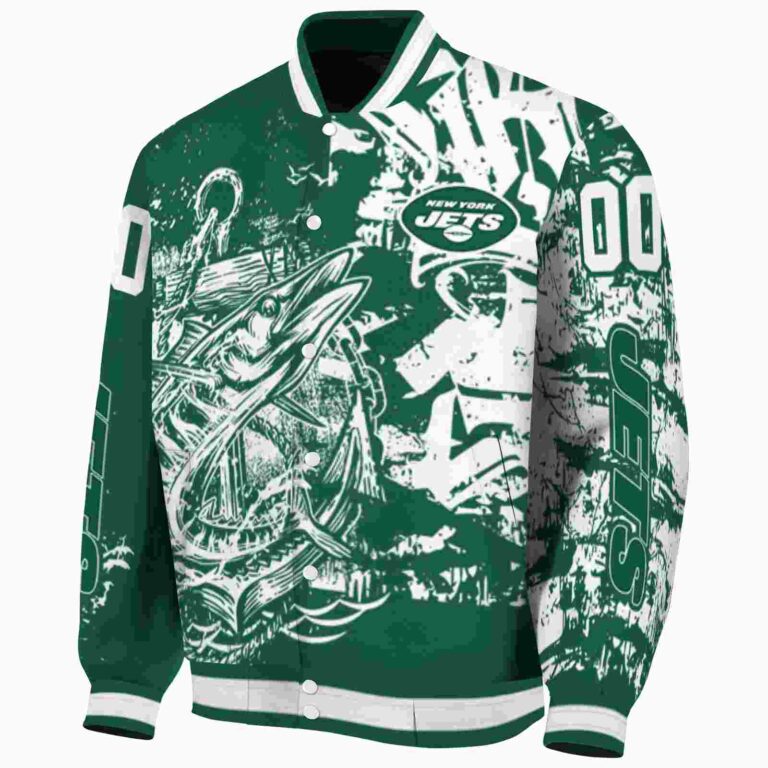 customized new york jets fishing art green jacket best selling