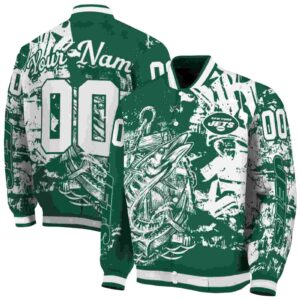 customized new york jets fishing art green jacket fashion forward