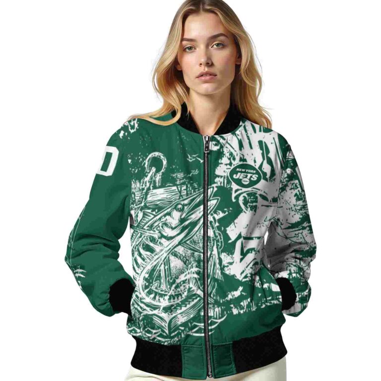 customized new york jets fishing art green jacket latest model