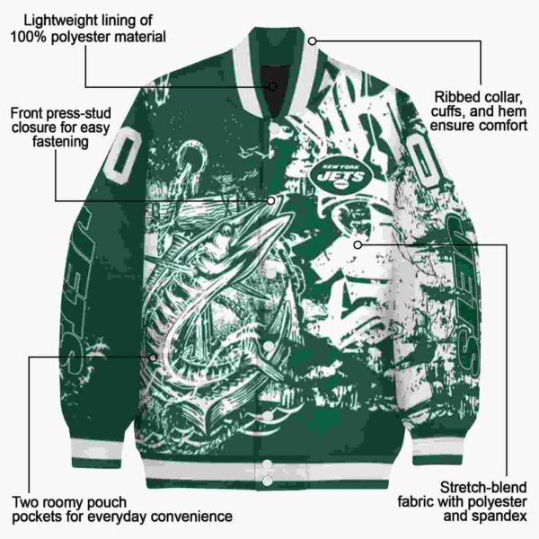 customized new york jets fishing art green jacket new arrival