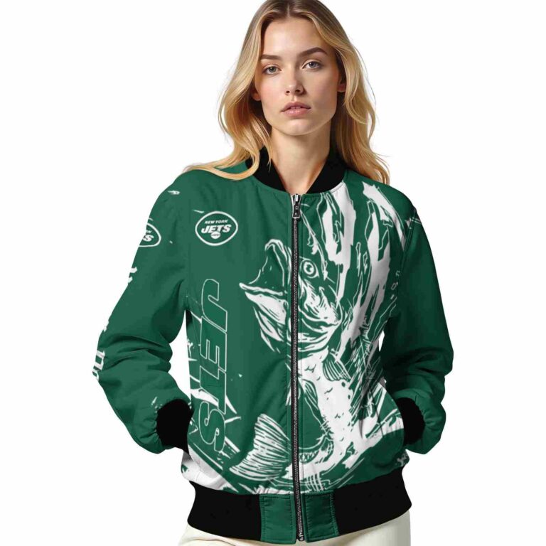 customized new york jets fishing passion green white jacket latest model