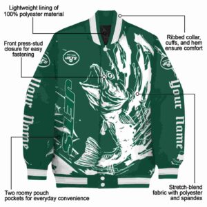 customized new york jets fishing passion green white jacket new arrival
