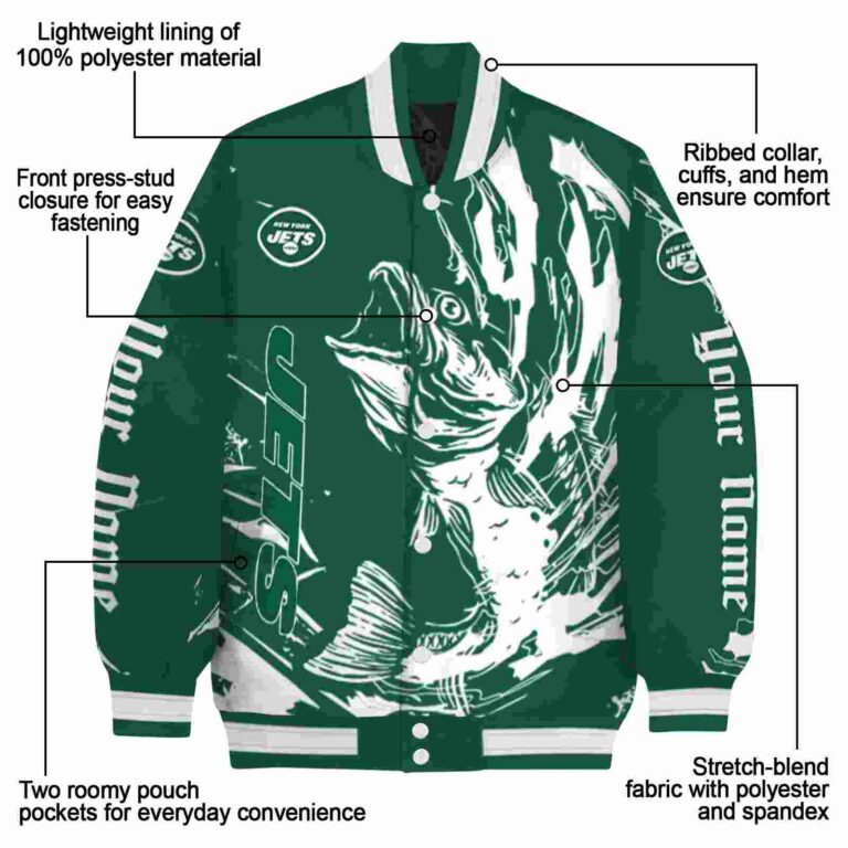 customized new york jets fishing passion green white jacket new arrival