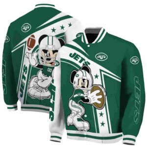 customized new york jets mickey football green white jacket fashion forward