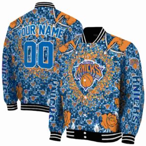 customized new york knicks heart explosion blue jacket fashion forward