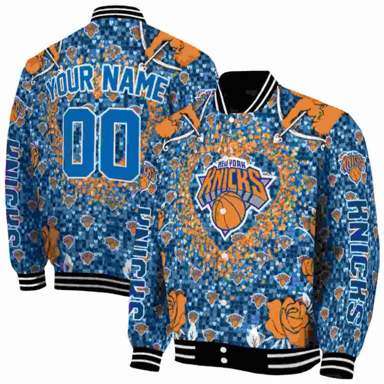 customized new york knicks heart explosion blue jacket fashion forward