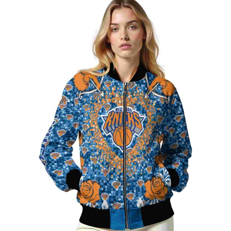customized new york knicks heart explosion blue jacket latest model