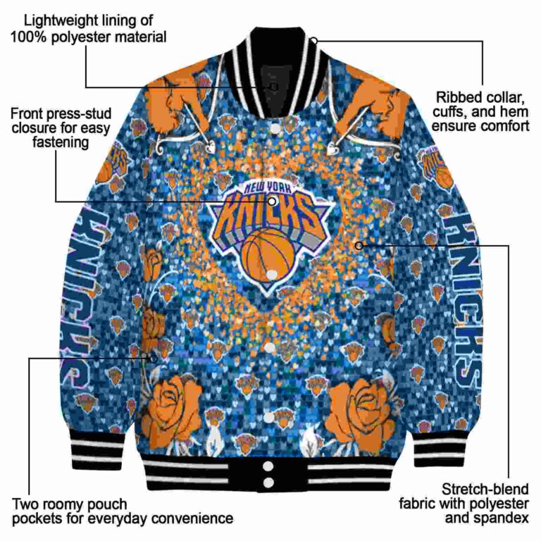 customized new york knicks heart explosion blue jacket new arrival