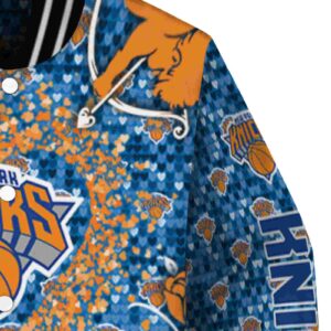 customized new york knicks heart explosion blue jacket premium grade