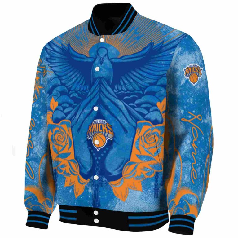 customized new york knicks praying hands blue jacket best selling