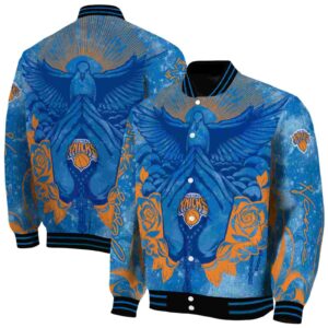 customized new york knicks praying hands blue jacket fashion forward