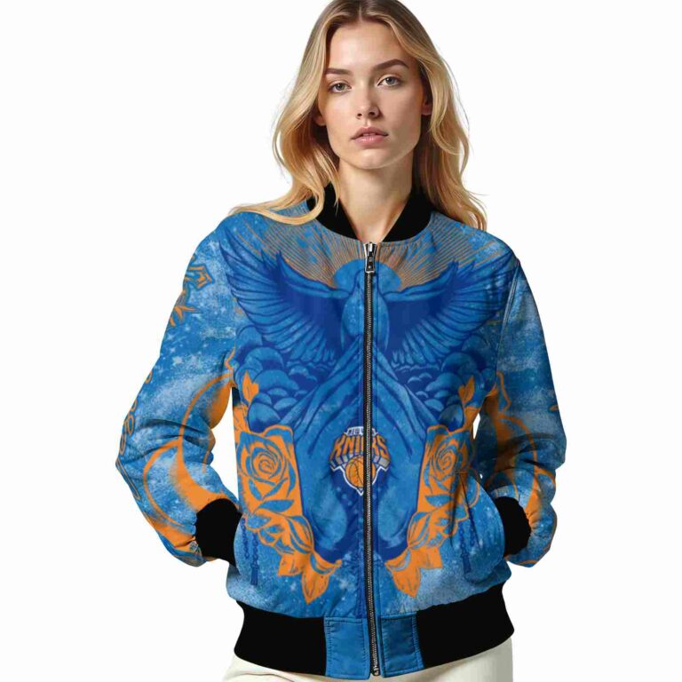 customized new york knicks praying hands blue jacket latest model