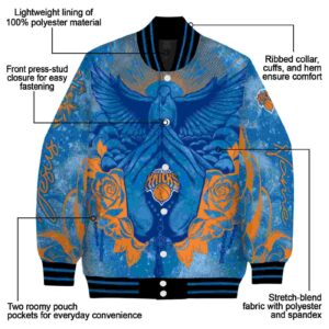 customized new york knicks praying hands blue jacket new arrival