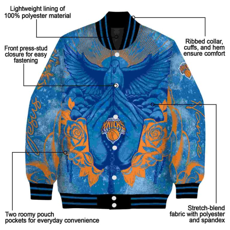 customized new york knicks praying hands blue jacket new arrival
