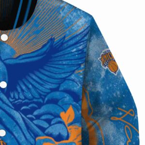 customized new york knicks praying hands blue jacket premium grade