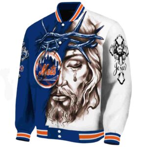 customized new york mets jesus tears blue white jacket best selling