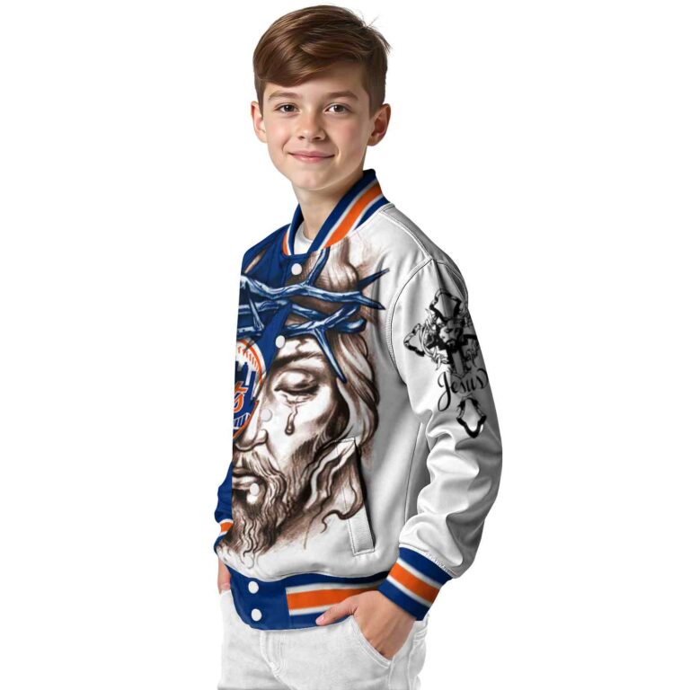 customized new york mets jesus tears blue white jacket trendy