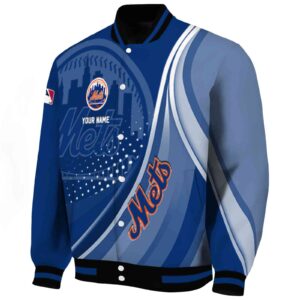 customized new york mets wave patterns blue jacket best selling