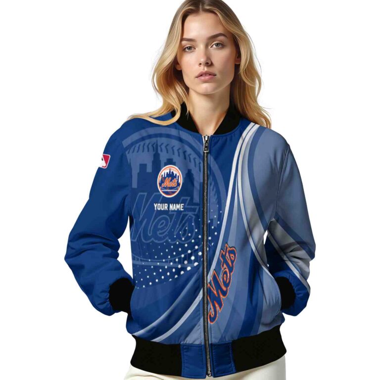 customized new york mets wave patterns blue jacket latest model