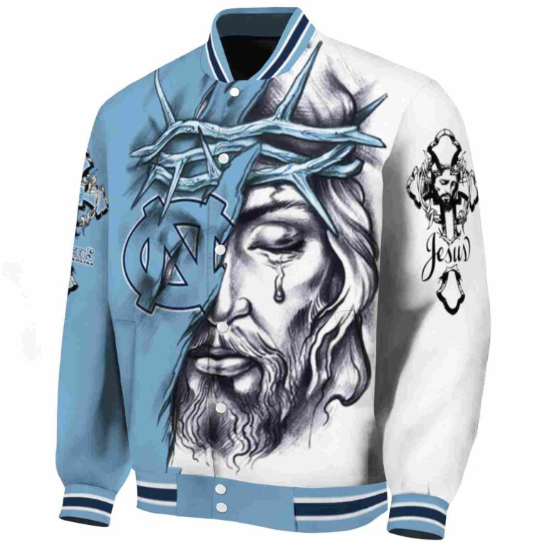 customized north carolina tar heels jesus tears light blue white jacket best selling