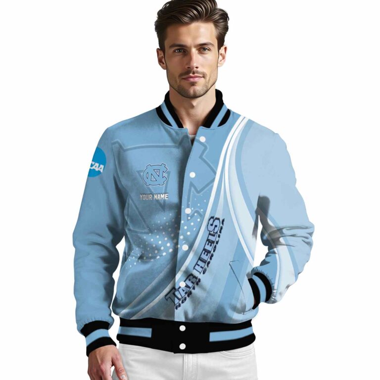 customized north carolina tar heels wave patterns light blue jacket high quality