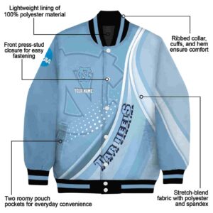 customized north carolina tar heels wave patterns light blue jacket new arrival
