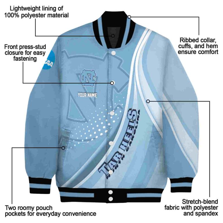 customized north carolina tar heels wave patterns light blue jacket new arrival