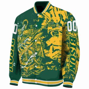 customized north dakota state bison fishing art green jacket best selling