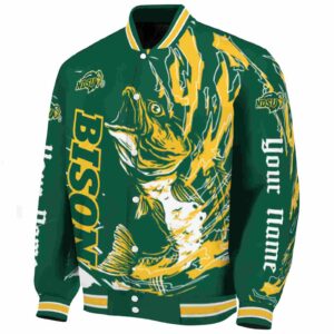customized north dakota state bison fishing passion green white jacket best selling