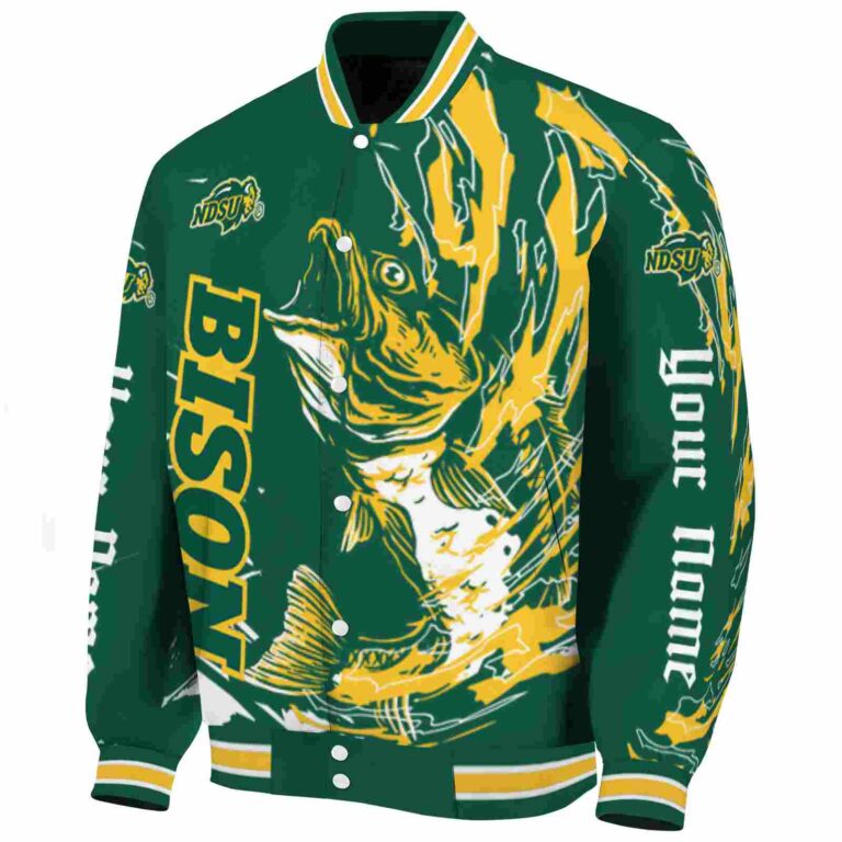 customized north dakota state bison fishing passion green white jacket best selling