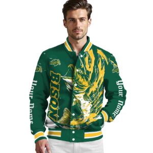 customized north dakota state bison fishing passion green white jacket high quality