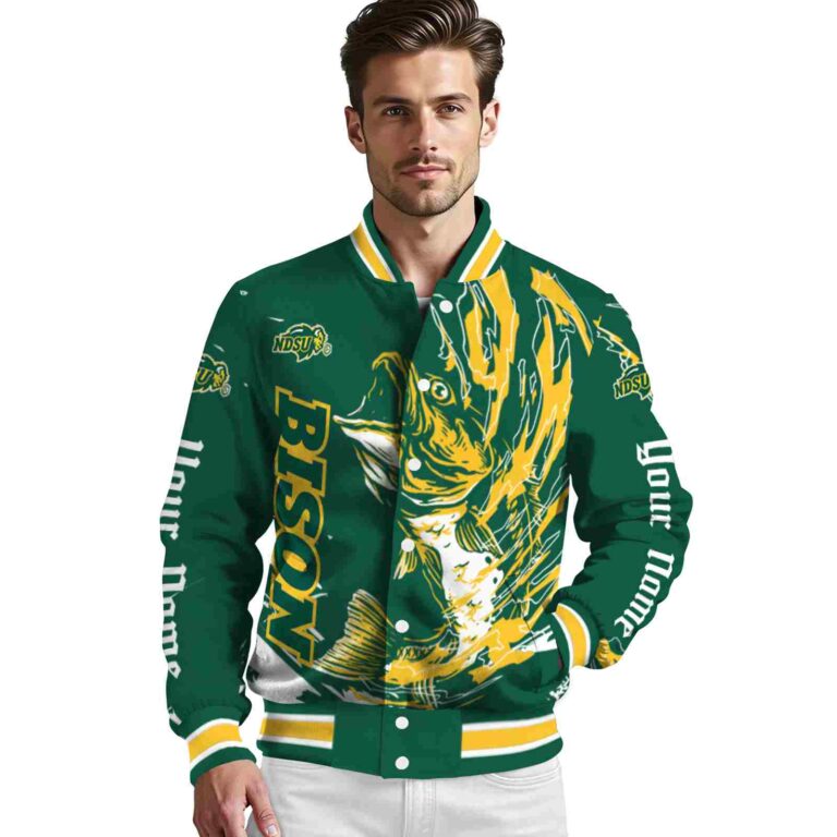 customized north dakota state bison fishing passion green white jacket high quality