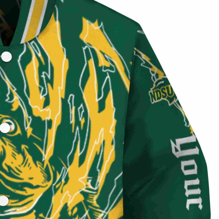 customized north dakota state bison fishing passion green white jacket premium grade