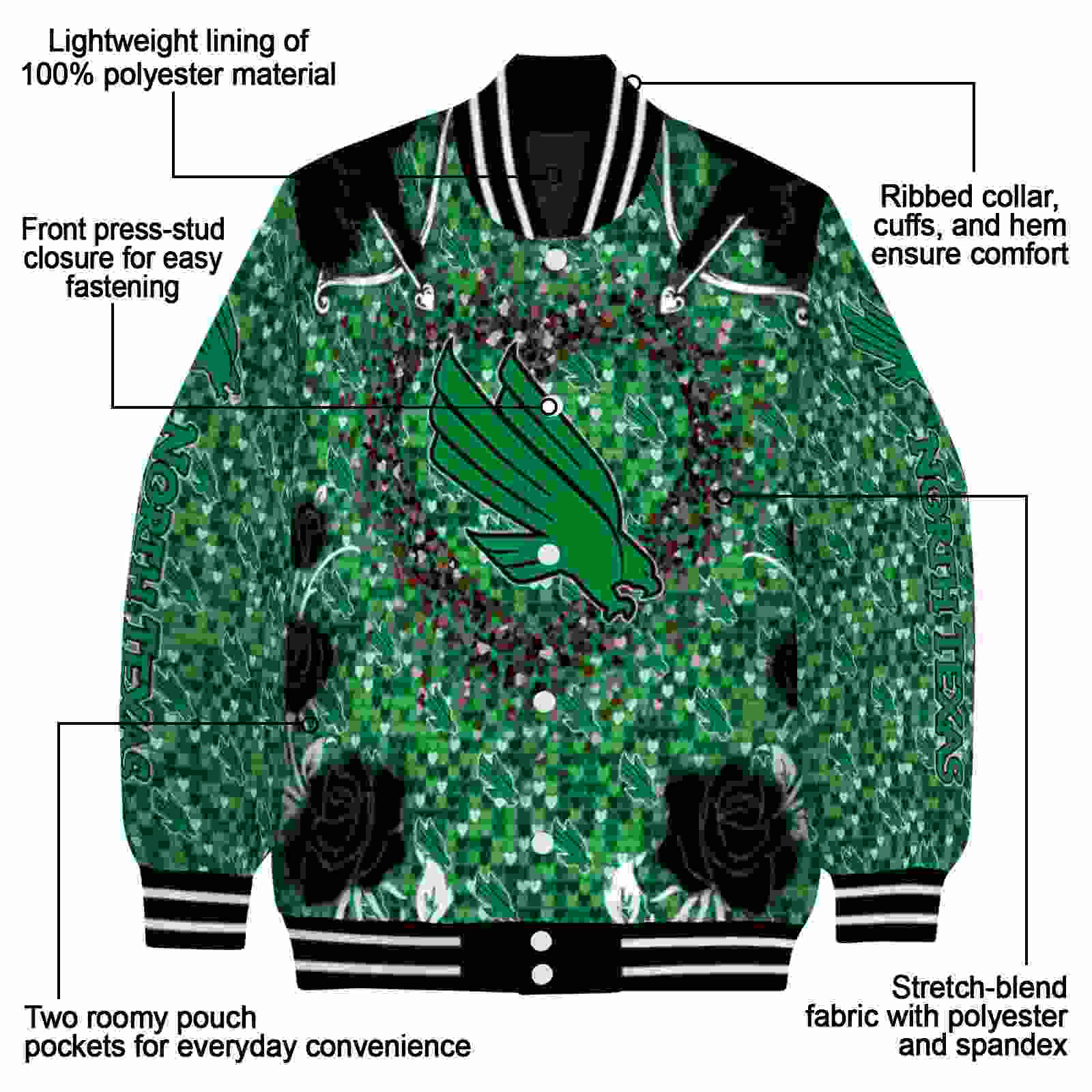 customized north texas mean green heart explosion green jacket new arrival customized north texas mean green heart explosion green jacket new arrival