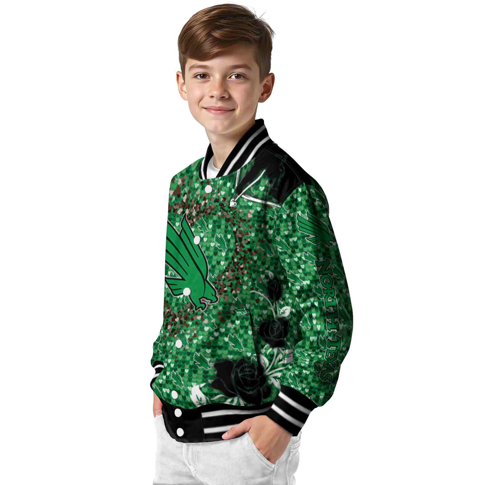 customized north texas mean green heart explosion green jacket trendy customized north texas mean green heart explosion green jacket trendy