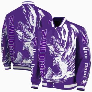 customized northwestern wildcats fishing passion purple white jacket fashion forward
